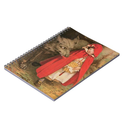 ヴィンテージ小さな赤い乗馬フードと大きな悪い狼 ノートブック (左側)