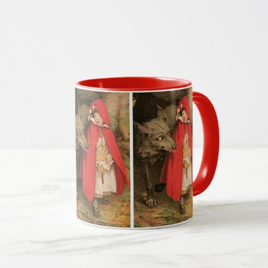 ヴィンテージ小さな赤い乗馬フードと大きな悪い狼 マグカップ (正面右)