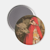 ヴィンテージ小さな赤い乗馬フードと大きな悪い狼 マグネット (正面/裏面)