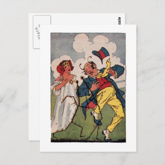 ヴィンテージ小さな魔法使いオズイラストレーション ポストカード (正面/裏面)