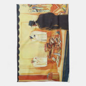 ヴィンテージ小売店舗、マンウィンドウショッピング キッチンタオル (縦)