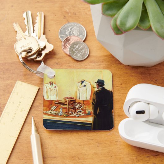 ヴィンテージ小売店舗、マンウィンドウショッピング キーホルダー (デスク)