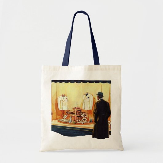 ヴィンテージ小売店舗、マンウィンドウショッピング トートバッグ (正面)