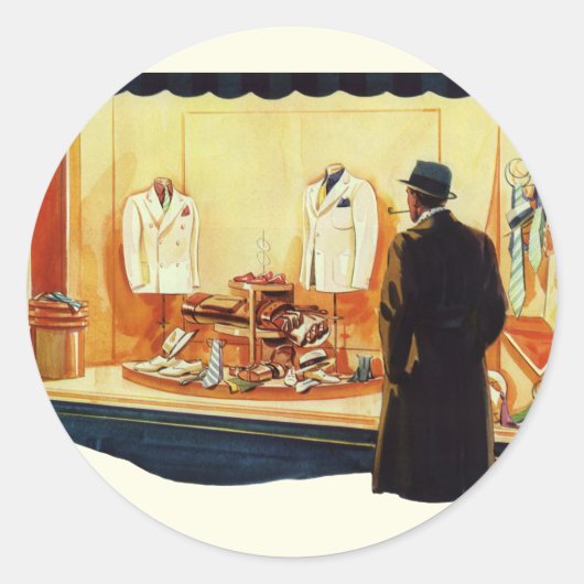 ヴィンテージ小売店舗、マンウィンドウショッピング ラウンドシール (正面)