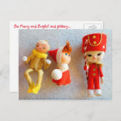 ヴィンテージ小妖精や小人オーナメントクリスマスポストカード シーズンポストカード (正面/裏面)