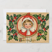 ヴィンテージ小妖精や小人ガールクリスマスグリーティング シーズンカード (正面)