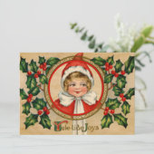 ヴィンテージ小妖精や小人ガールクリスマスグリーティング シーズンカード (スタンド正面)