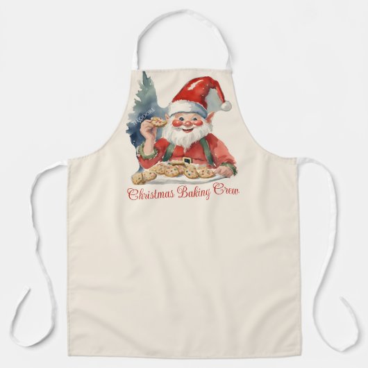 ヴィンテージ小妖精や小人クリスマスクッキーベーキングクルー エプロン (正面)