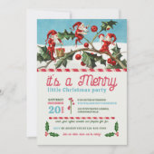 ヴィンテージ小妖精や小人クリスマスパーティー 招待状 (正面)