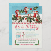 ヴィンテージ小妖精や小人クリスマスパーティー 招待状 (正面/裏面)