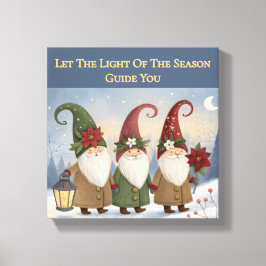 ヴィンテージ小妖精や小人冬の散歩ストレッチキャンバス印刷 キャンバスプリント