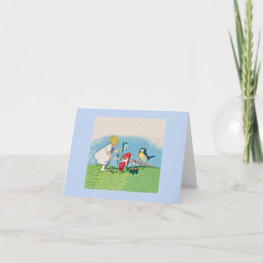 ヴィンテージ小妖精や小人鳥イースターエッグ シーズンカード (正面)