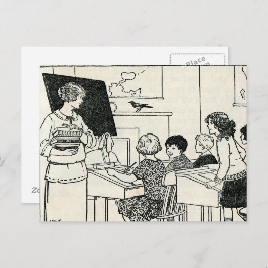 ヴィンテージ小学校先生はがき ポストカード (正面/裏面)