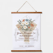 ヴィンテージ小説のページ 花 カスタムデザイン 吊り下げ型タペストリー (正面)