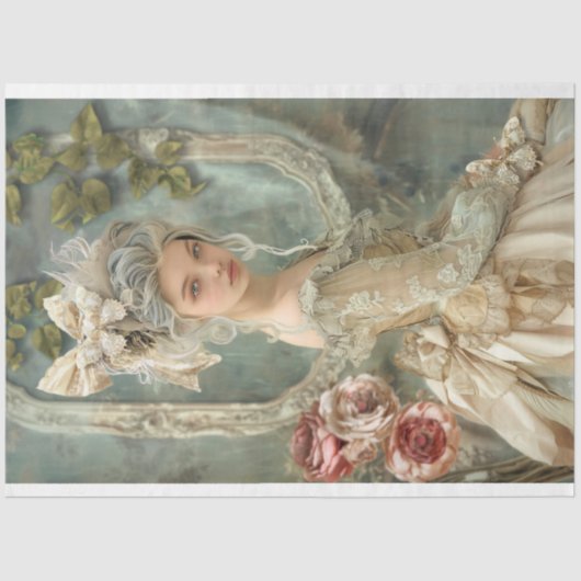 ヴィンテージ小農民の女の子,メアリー・アントワネット時代 薄葉紙 (正面)