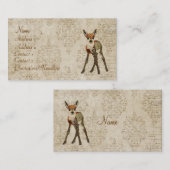 ヴィンテージ少しばら色の子鹿の名刺 名刺 (正面/裏面)