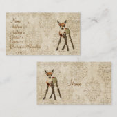 ヴィンテージ少しばら色の子鹿の名刺 名刺 (正面/裏面)