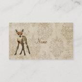 ヴィンテージ少しばら色の子鹿の名刺 名刺 (裏面)