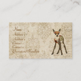 ヴィンテージ少しばら色の子鹿の名刺 名刺