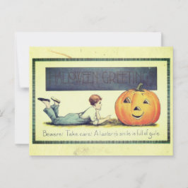 ヴィンテージ少年がジャック・オ・ランタン・ハロウィーンに向かって話す ポストカード