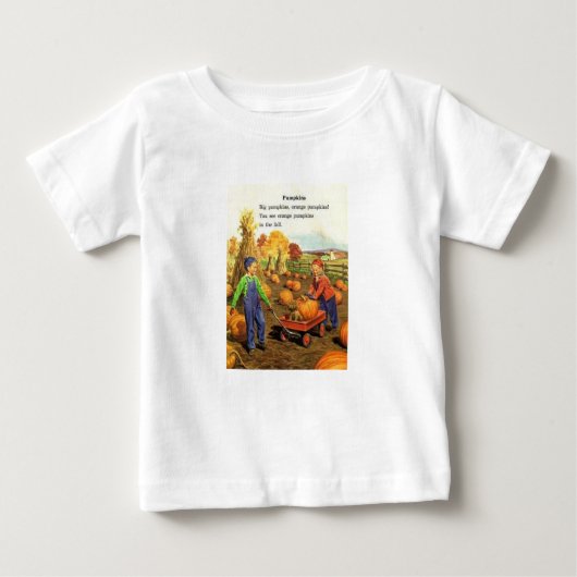 ヴィンテージ少年と女の子とカボチャ ベビーTシャツ (正面)