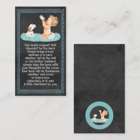 ヴィンテージ少年と子犬の黒板ブックリクエスト059 エンクロージャーカード (正面/裏面)