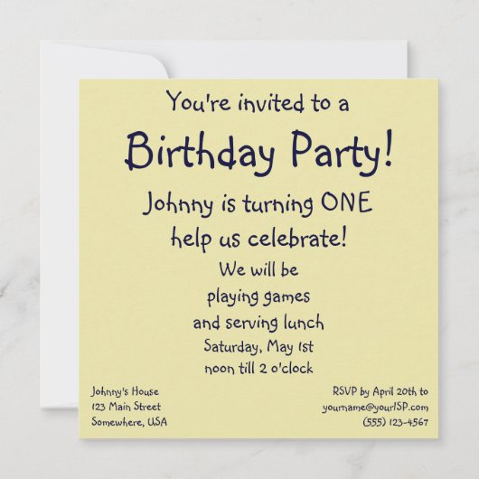 ヴィンテージ少年の海賊のオウム、子供の誕生日パーティー 招待状 (裏面)