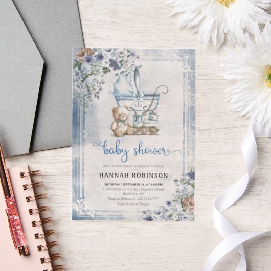 ヴィンテージ少年の赤ちゃんシャワー ベラム紙招待状 (ウェディング)