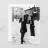 ヴィンテージ少年の郵便局写真 ポストカード (正面/裏面)