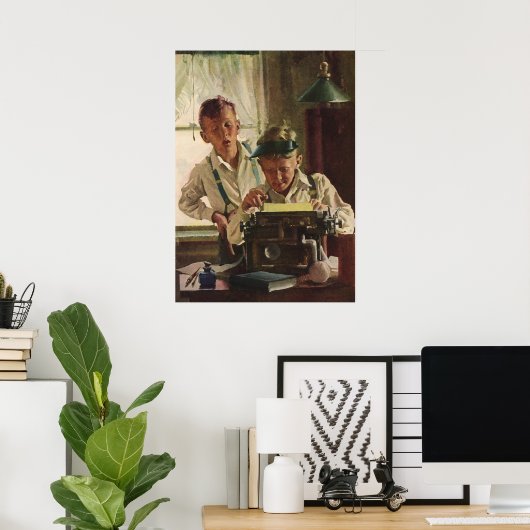 ヴィンテージ少年新聞記者 ポスター (ホームオフィス)