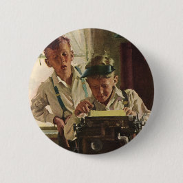 ヴィンテージ少年新聞記者 缶バッジ