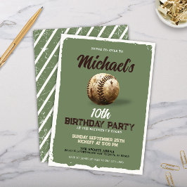 ヴィンテージ少年緑スポーツ野球誕生日会 招待状