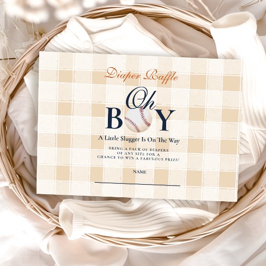 ヴィンテージ少年赤ちゃんシャワーおむつラッフル エンクロージャーカード