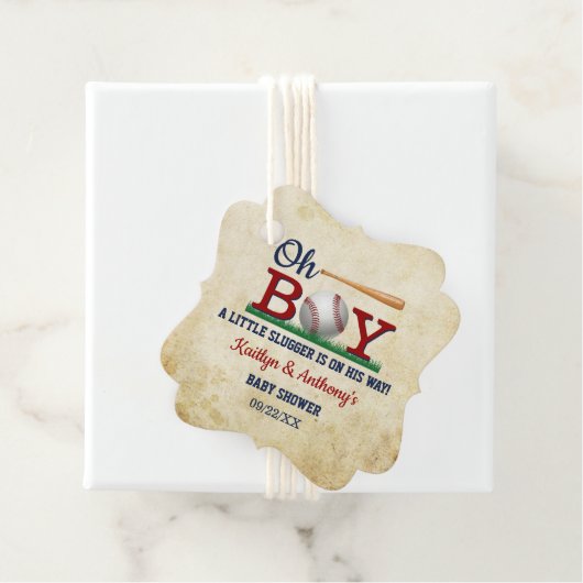 ヴィンテージ少年赤ちゃんシャワーメッセージカード フェイバータグ (インサイチュ)