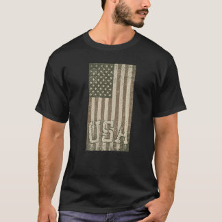 ヴィンテージ屋外カモフラージュUSA国旗 Tシャツ