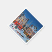 ヴィンテージ屋外クリスマスシーン スタンダードカクテルナプキン (角)