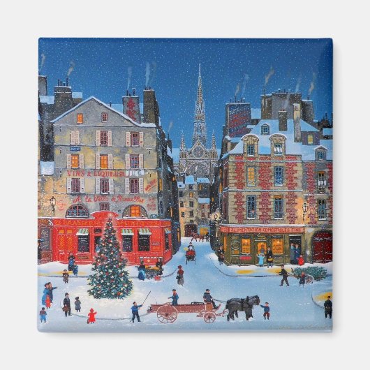 ヴィンテージ屋外クリスマスシーン マグネット (正面)