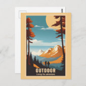 ヴィンテージ屋外ハイキング自然アドベンチャー ポストカード (正面/裏面)