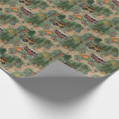 ヴィンテージ屋外パターン：ハイカー、自転車 ラッピングペーパー (角)