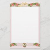 ヴィンテージ屋根裏バラ&ピンク水玉模様 便箋 (正面)