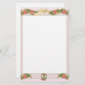 ヴィンテージ屋根裏バラ&ピンク水玉模様 便箋 (正面/裏面)