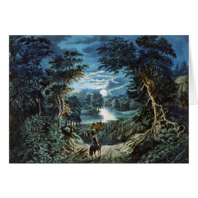 ヴィンテージ山のイラストレーション(中ブランク)カード (正面横)