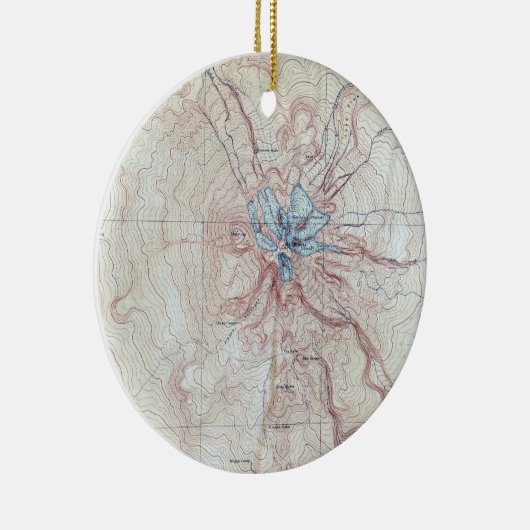 ヴィンテージ山シャスタトポグラフィマップ セラミックオーナメント (右)