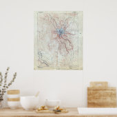 ヴィンテージ山シャスタトポグラフィマップ ポスター (キッチン)