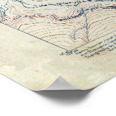 ヴィンテージ山シャスタトポグラフィマップ ポスター (角)