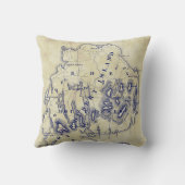 ヴィンテージ山デザートアイランドMNマップブルーティーステイン クッション (裏面)