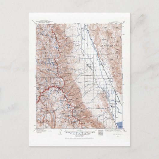 ヴィンテージ山ホイットニー地形図カリフォルニア ポストカード (正面)