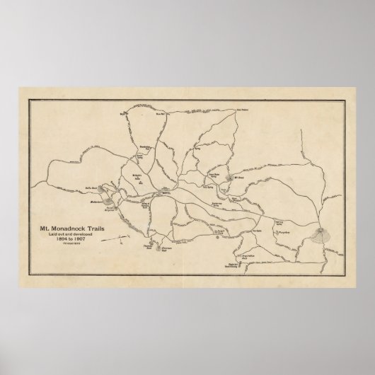 ヴィンテージ山モナドノックトレイルの地図(1910) ポスター (正面)