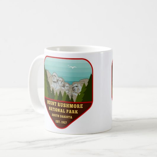 ヴィンテージ山ルシュモアイラストレーション コーヒーマグカップ (正面左)