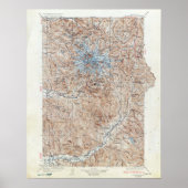 ヴィンテージ山レイニアトポグラフィクスマップワシントン ポスター (正面)